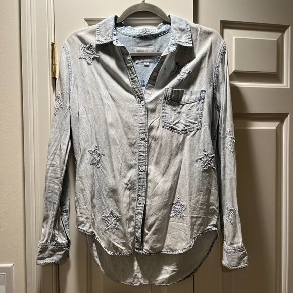 Rails Ingrid Shirt Light Acid Wash Stars - Size Small - Picture 2 of 5